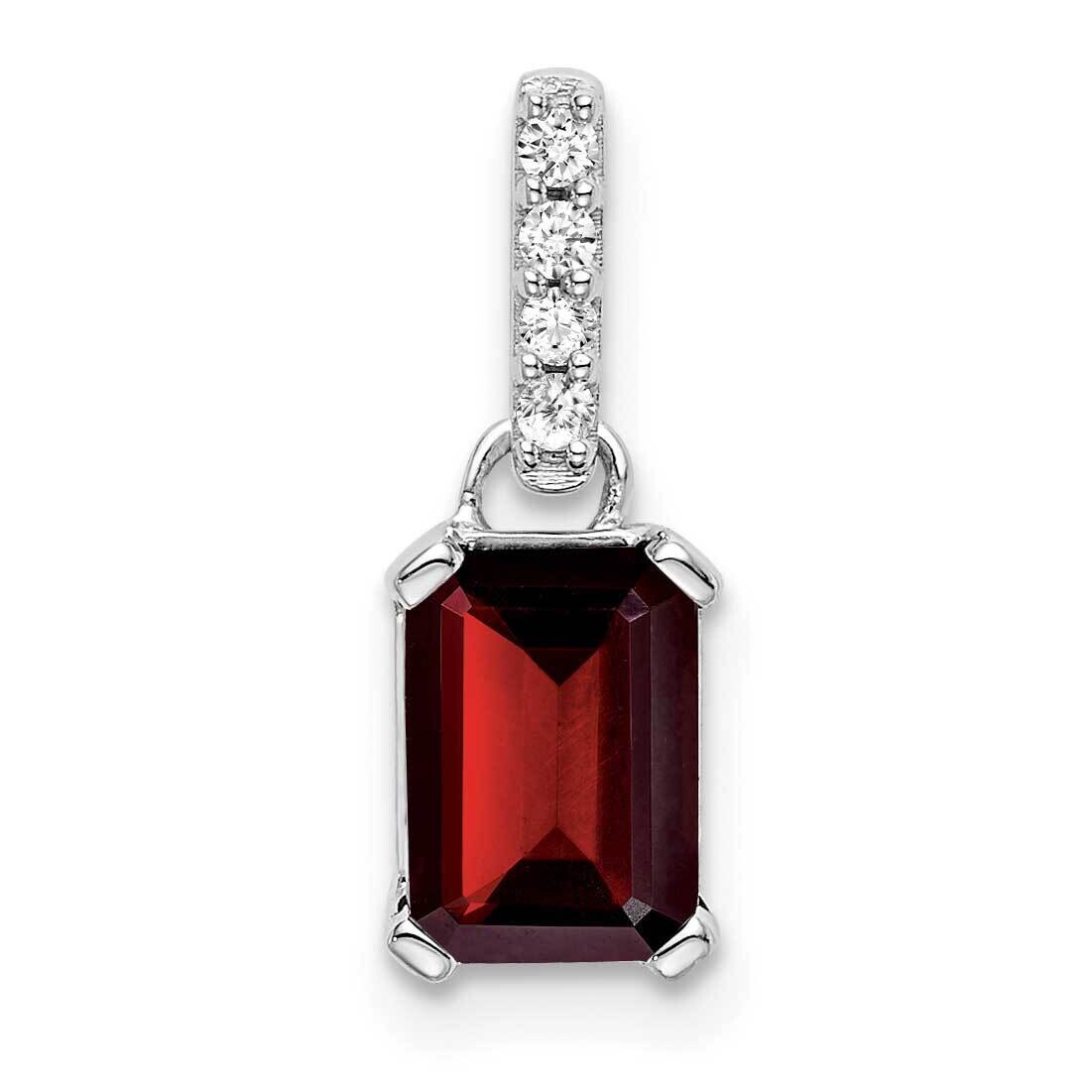 Garnet Diamond Pendant 10k White Gold PM7410-GA-004-1WA, MPN: PM7410-GA-004-1WA,