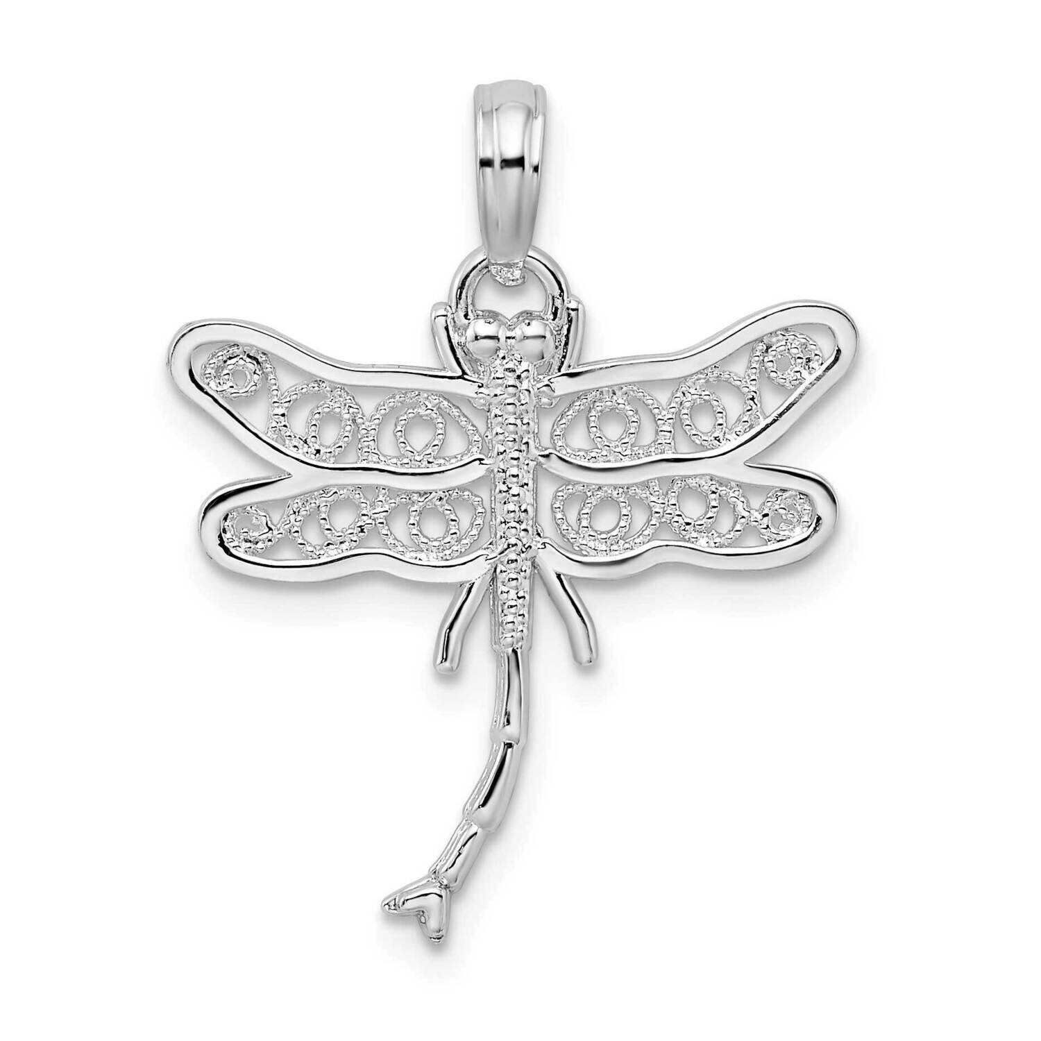 Filigree Wing Dragonfly Pendant Sterling Silver Polished QC10043, MPN: QC10043, 637218157914