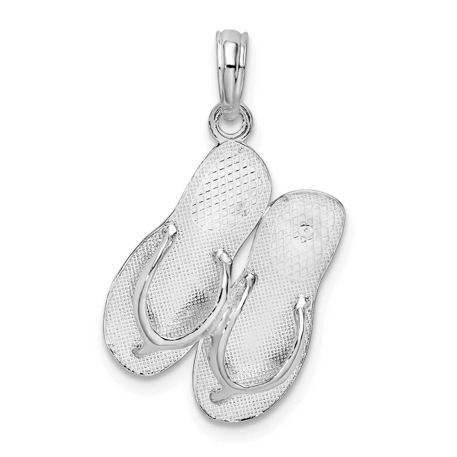 Textured Key West Flip Flops Pendant Sterling Silver Polished QC10028, MPN: QC10028, 637218155934
