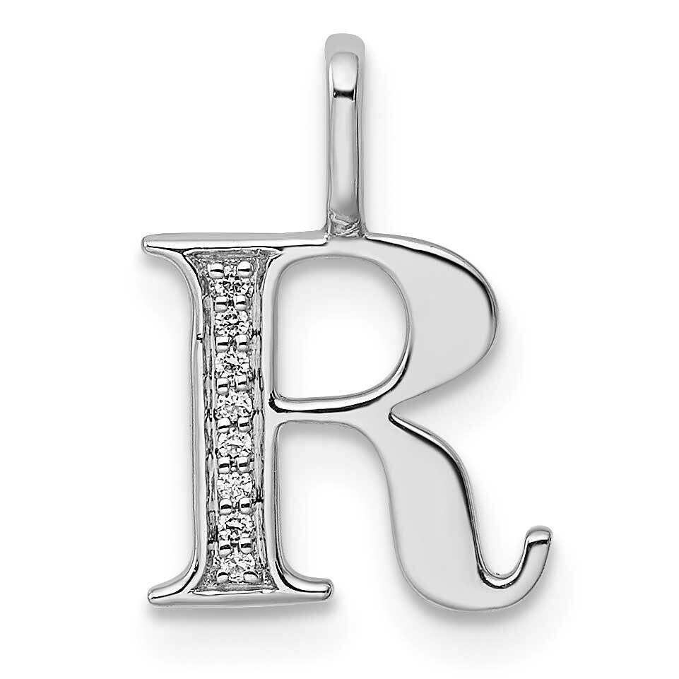 Diamond Letter R Initial Pendant 14k White Gold PM8365R-002-WA, MPN: PM8365R-002-WA, 196904070512