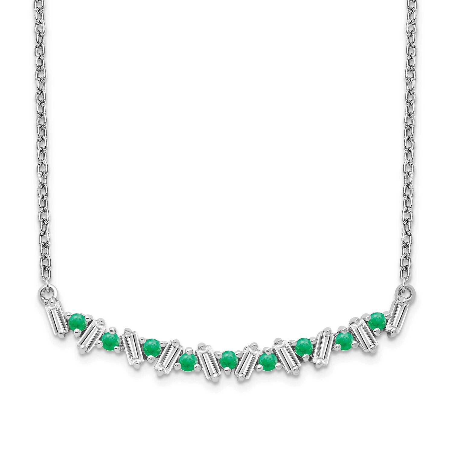 Emerald Diamond 18 Inch Bar Necklace 14k White Gold PM7256-EM-020-WA