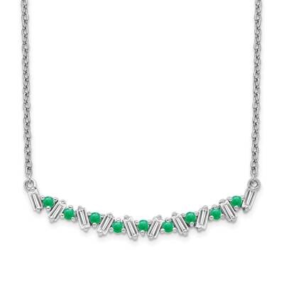 Emerald Diamond 18 Inch Bar Necklace 14k White Gold PM7256-EM-020-WA, MPN: PM7256-EM-020-WA, 883957…