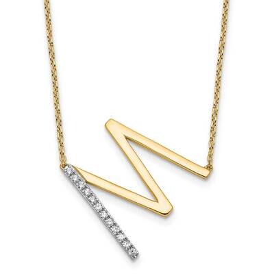 Sideways Diamond Initial M Necklace 14k Gold PM9844M-014-YA, MPN: PM9844M-014-YA,