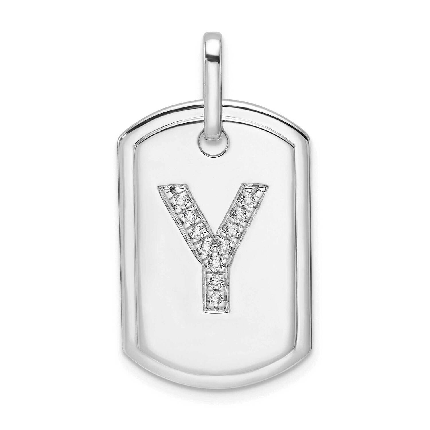 Diamond Initial Y Dog Tag Charm 14k White Gold PM9842Y-014-WA, MPN: PM9842Y-014-WA,