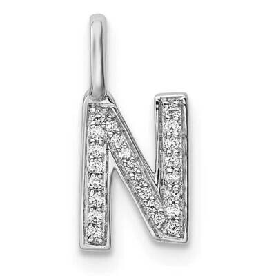 Diamond Letter N Initial Pendant 14k White Gold PM8367N-008-WA, MPN: PM8367N-008-WA, 196904070376