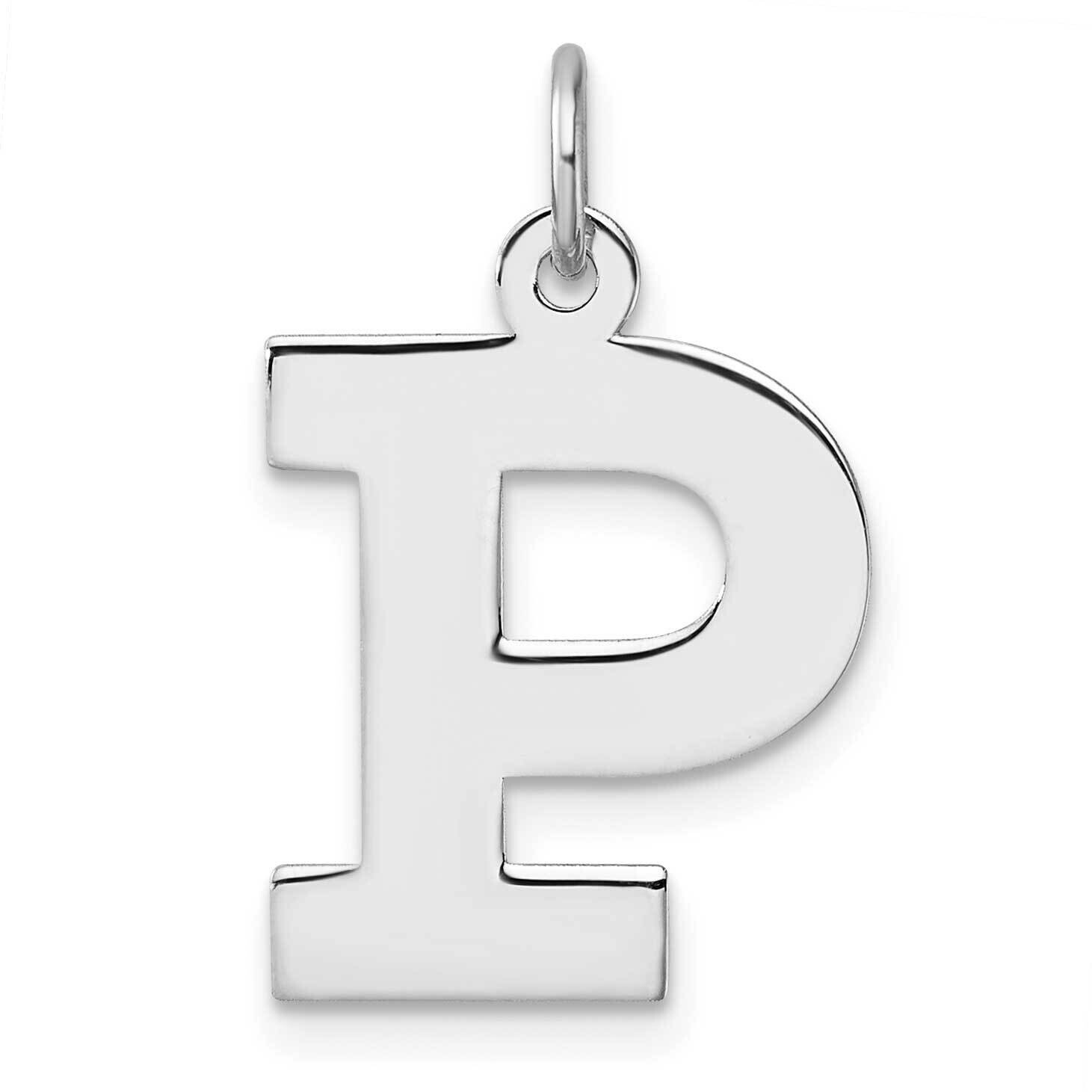 Large Block Letter P Initial Charm Sterling Silver Rhodium-Plated QC11255P
