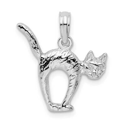 Textured 3D Cat Arched Back Pendant Sterling Silver Polished QC10339, MPN: QC10339, 637218173358