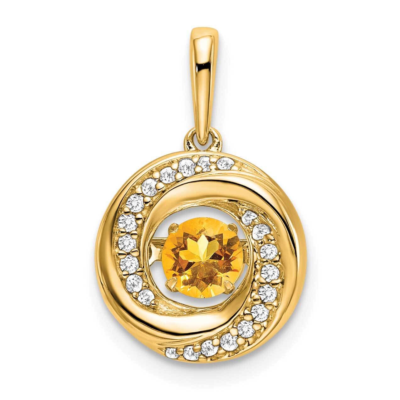 Round Citrine Diamond Pendant 14k Gold PM7143-CI-011-YA, MPN: PM7143-CI-011-YA,