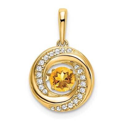 Round Citrine Diamond Pendant 14k Gold PM7143-CI-011-YA, MPN: PM7143-CI-011-YA,