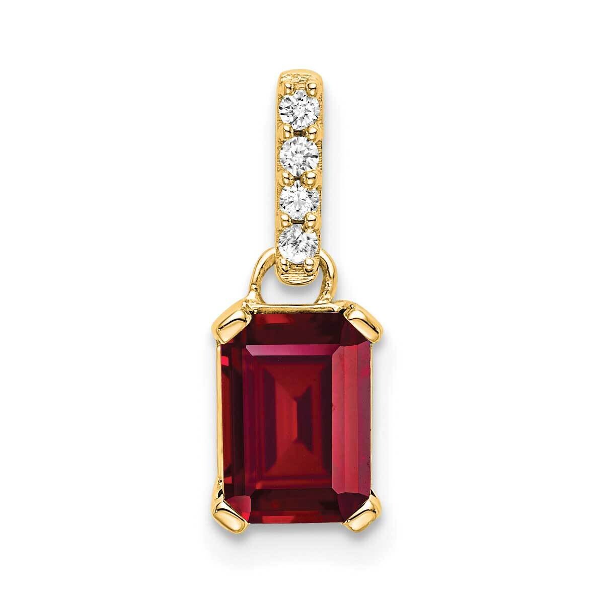 Created Ruby Diamond Pendant 14k Gold PM7410-CRU-004-YA, MPN: PM7410-CRU-004-YA,