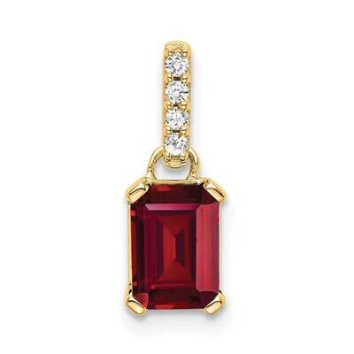 Created Ruby Diamond Pendant 14k Gold PM7410-CRU-004-YA, MPN: PM7410-CRU-004-YA,