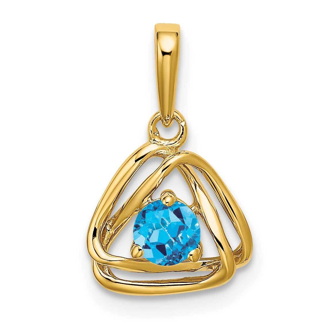 Blue Topaz Triangle Pendant 14k Gold PM7395-BT-Y, MPN: PM7395-BT-Y, 191101400681