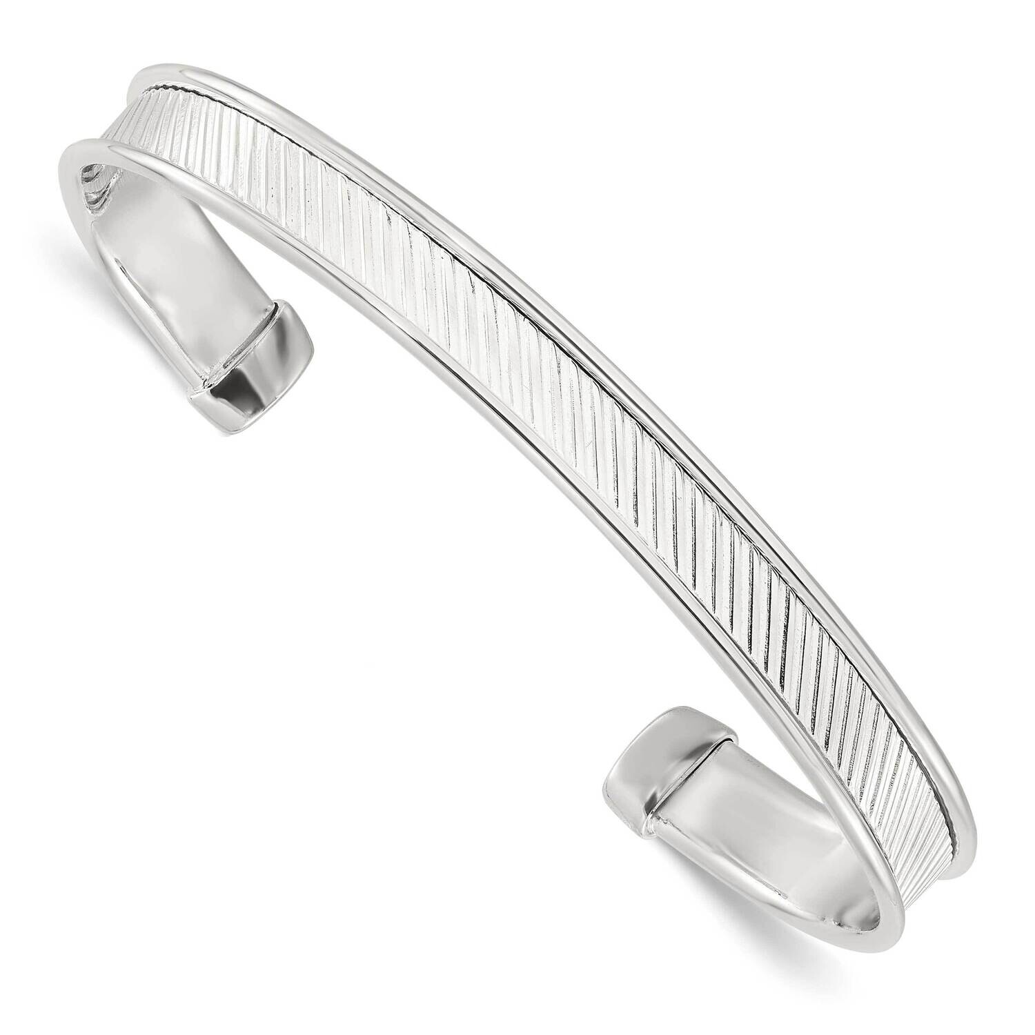 Textured Cuff Bangle Bracelet Sterling Silver Polished QB1452, MPN: QB1452,