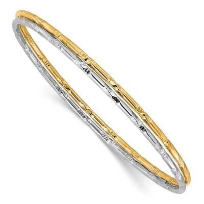 Gold-Tone Diamond-Cut Set Of 2 Bangles Sterling Silver Rhodium-Plated QB1476, MPN: QB1476,