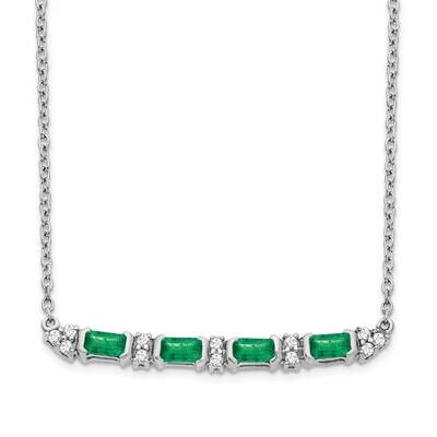 Emerald Diamond 18 Inch Bar Necklace 14k White Gold PM7225-EM-010-WA, MPN: PM7225-EM-010-WA, 883957…