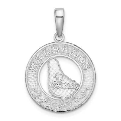 Barbados Map Circle Pendant Sterling Silver Polished QC10102, MPN: QC10102, 637218160785