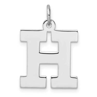 Large Block Letter H Initial Charm Sterling Silver Rhodium-Plated QC11255H, MPN: QC11255H,