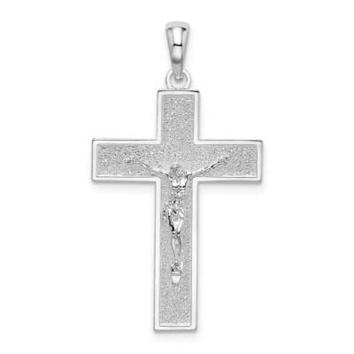 Textured Latin Crucifix Pendant Sterling Silver QC10291, MPN: QC10291, 637218172245