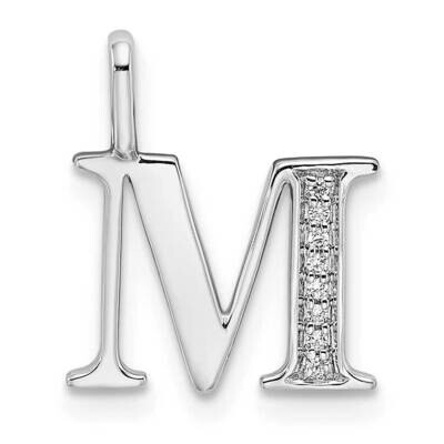 Diamond Letter M Initial Pendant 14k White Gold PM8365M-003-WA, MPN: PM8365M-003-WA, 196904071236