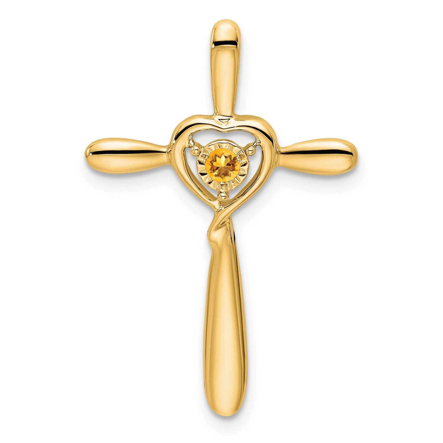 Citrine Cross Heart Chain Slide 14k Gold PM7408-CI-Y, MPN: PM7408-CI-Y,