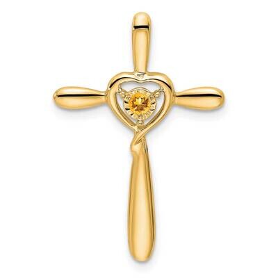 Citrine Cross Heart Chain Slide 14k Gold PM7408-CI-Y, MPN: PM7408-CI-Y,