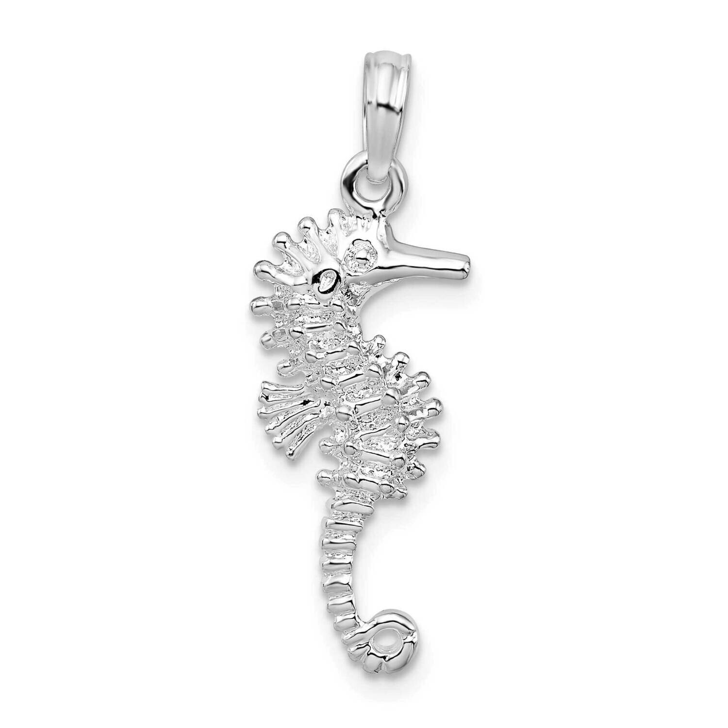 Textured 3D Seahorse Pendant Sterling Silver Polished QC10013, MPN: QC10013, 637218155767