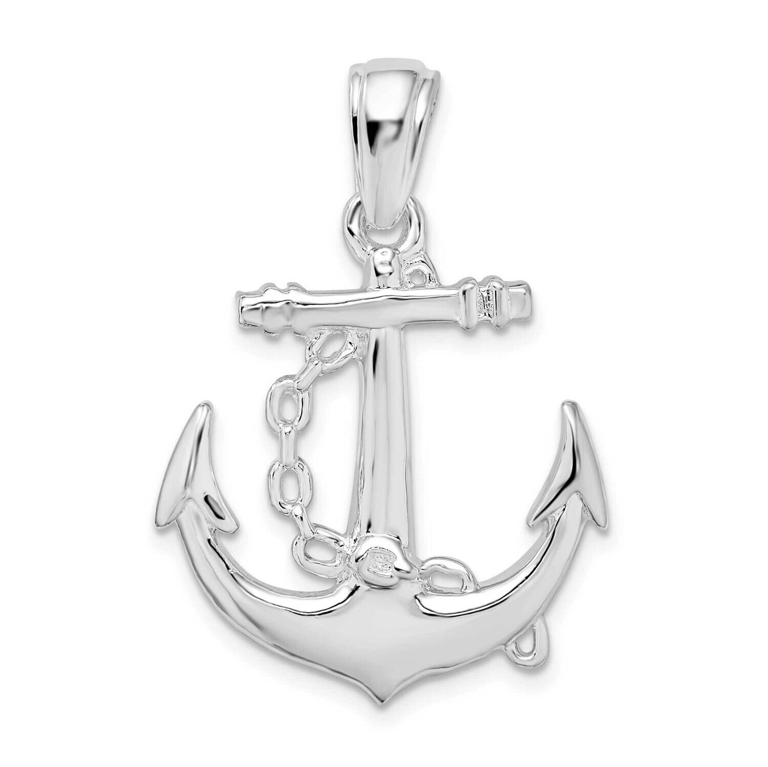 3D Anchor Chain Pendant Sterling Silver Polished QC10026