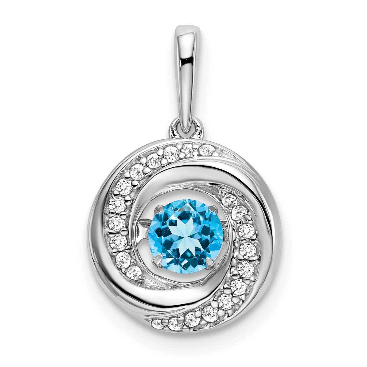 Round Blue Topaz Diamond Pendant 14k White Gold PM7143-BT-011-WA, MPN: PM7143-BT-011-WA,