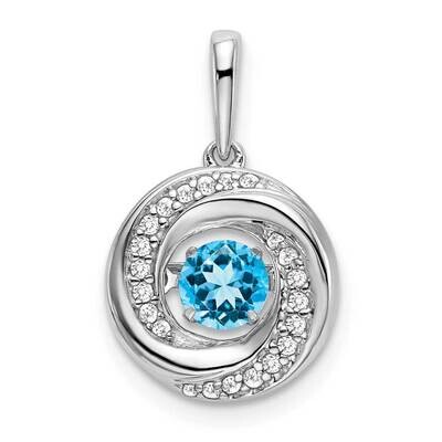 Round Blue Topaz Diamond Pendant 14k White Gold PM7143-BT-011-WA, MPN: PM7143-BT-011-WA,
