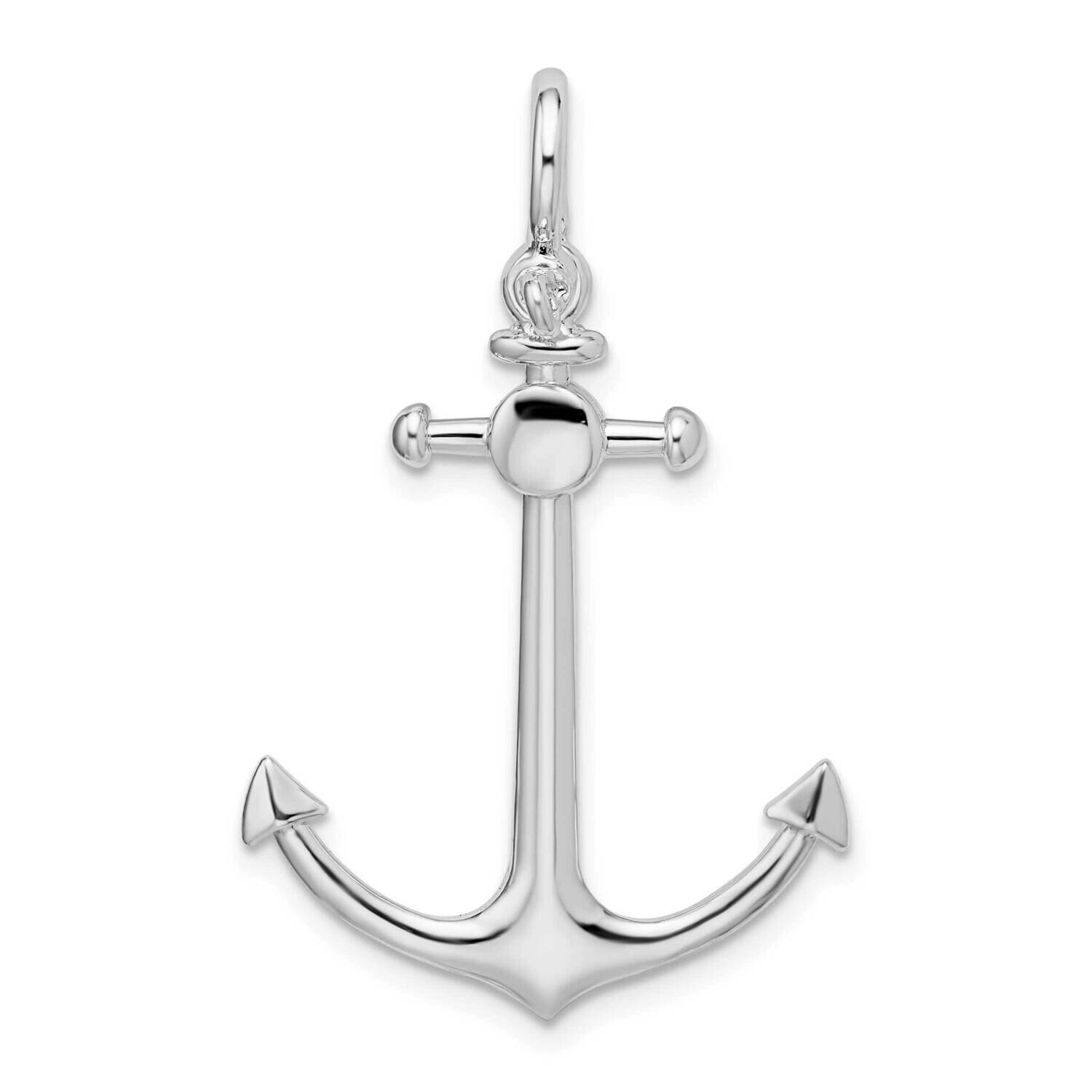 3D Small Anchor Pendant Sterling Silver Polished QC10570, MPN: QC10570, 637218184354