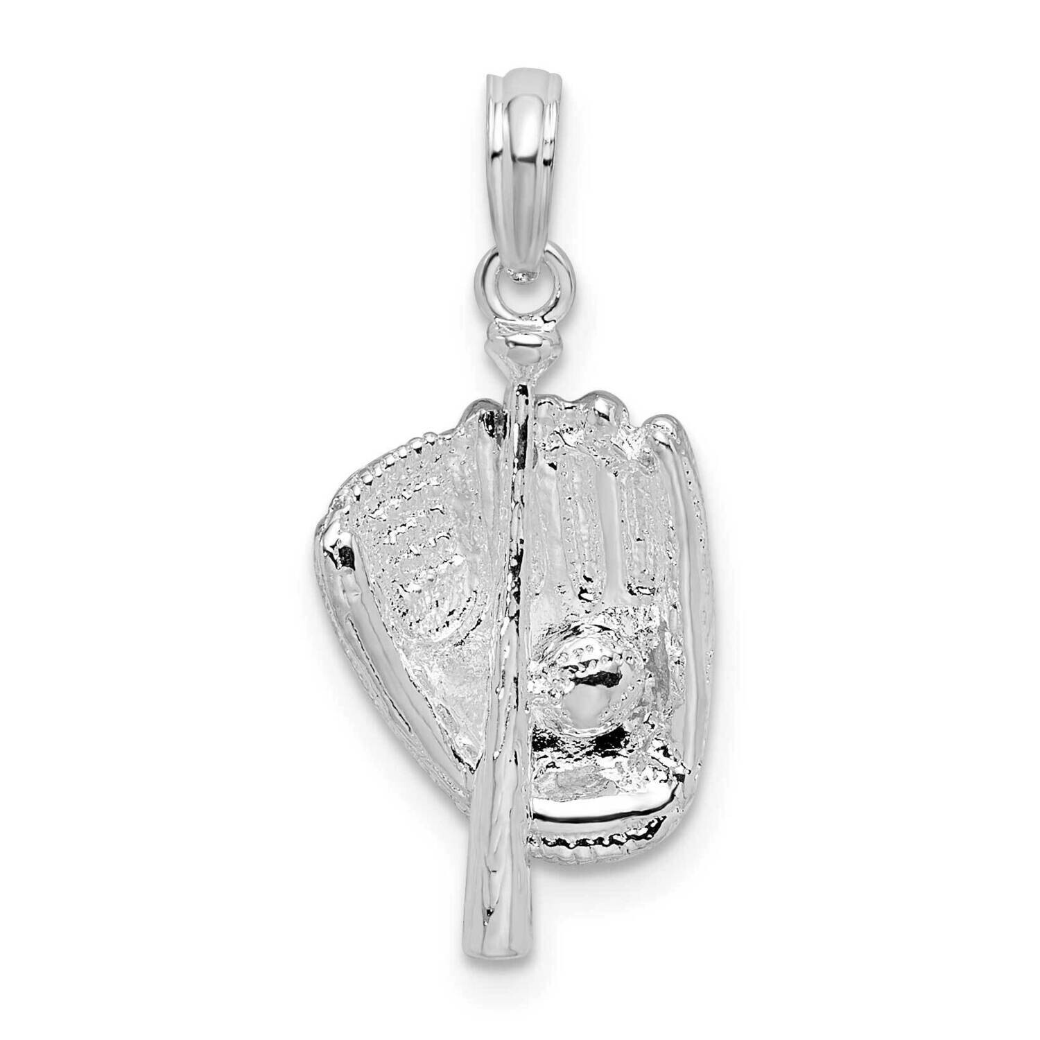 3D Baseball Bat Glove Pendant Sterling Silver Polished QC10609 by Men&#39;s Jewelry and Accessories, MP…