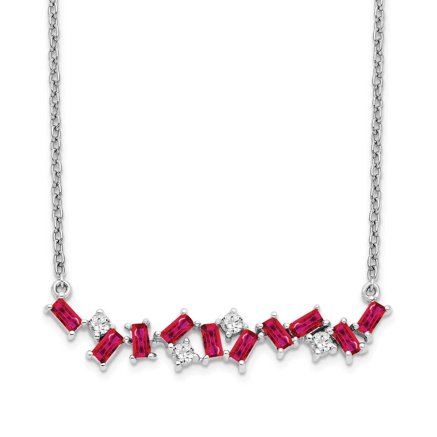Ruby Diamond 18 In. Bar Necklace 14k White Gold PM7180-RU-012-WA, MPN: PM7180-RU-012-WA, 8839577634…