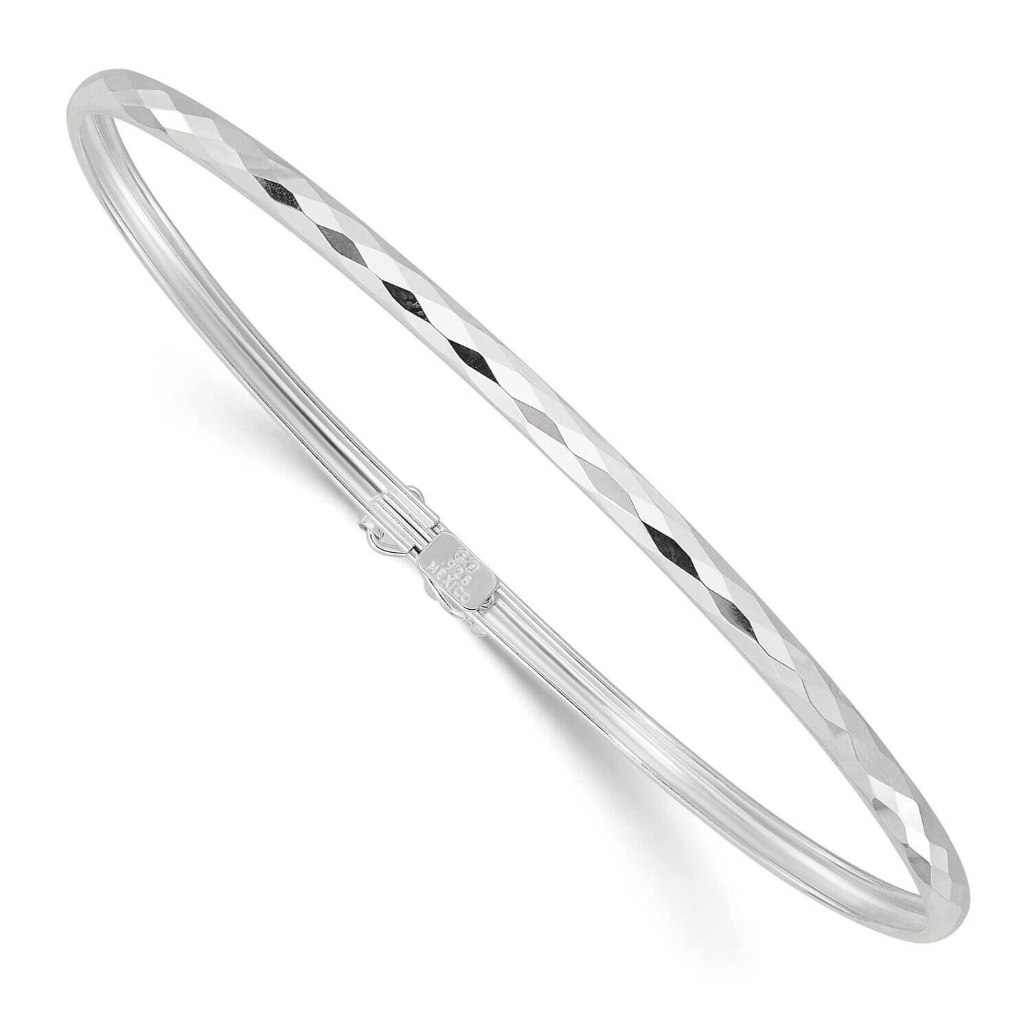 Textured Flexible Bangle Bracelet Sterling Silver Polished QB1498, MPN: QB1498,