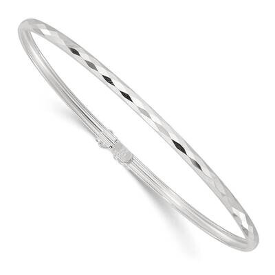 Textured Flexible Bangle Bracelet Sterling Silver Polished QB1498, MPN: QB1498,