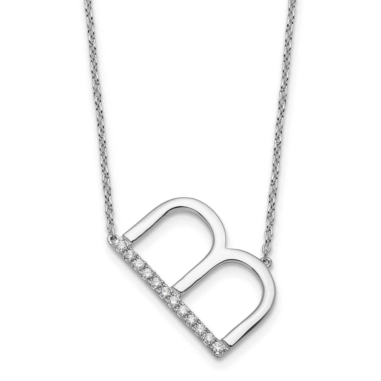 Sideways Diamond Initial B Necklace 14k White Gold PM9844B-014-WA, MPN: PM9844B-014-WA,