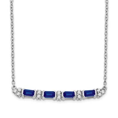 Sapphire Diamond 18 Inch Bar Necklace 14k White Gold PM7225-SA-010-WA, MPN: PM7225-SA-010-WA, 88395…