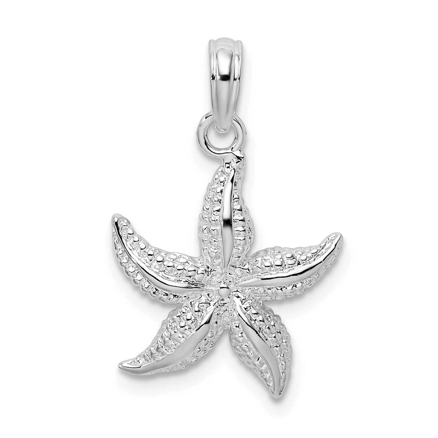 Textured Starfish Pendant Sterling Silver Polished QC10064