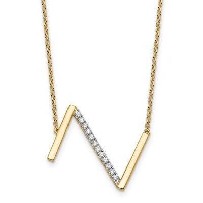 Sideways Diamond Initial Z Necklace 14k Gold PM9844Z-017-YA, MPN: PM9844Z-017-YA,
