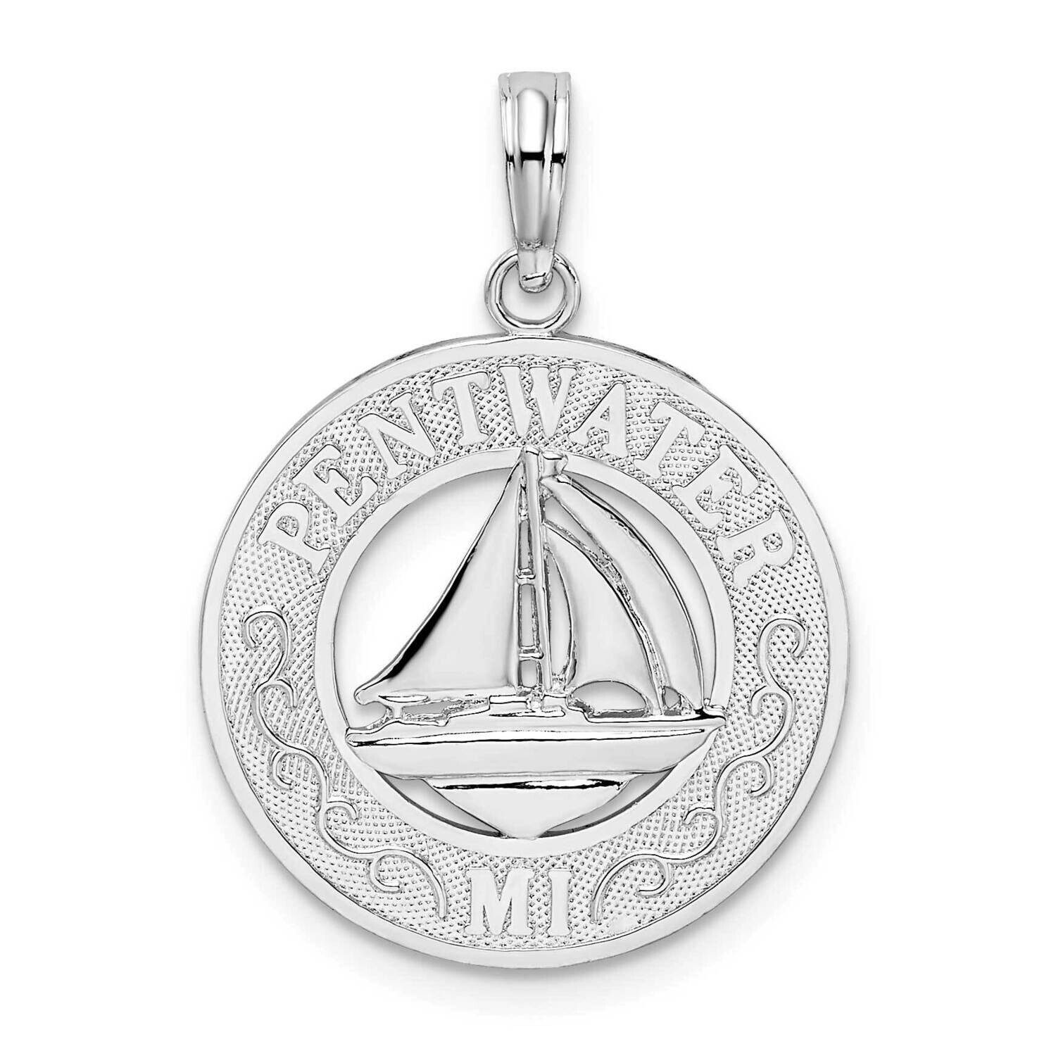 Pentwater Mi Circle Sailboat Pendant Sterling Silver Polished QC10310, MPN: QC10310, 637218172603