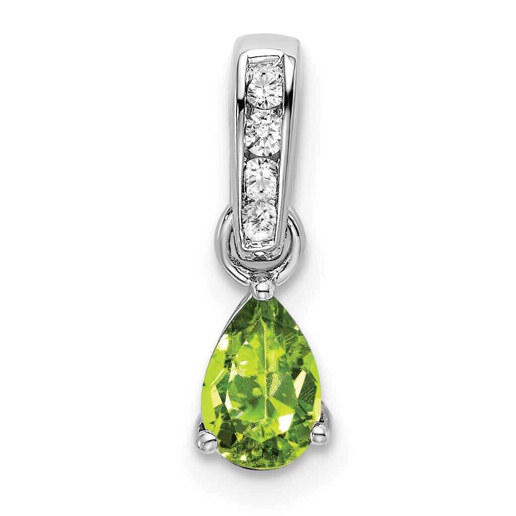 Pear Peridot Diamond Pendant 14k White Gold PM7409-PE-005-WA, MPN: PM7409-PE-005-WA,