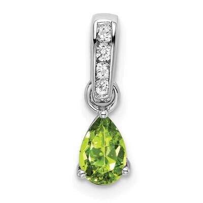 Pear Peridot Diamond Pendant 14k White Gold PM7409-PE-005-WA, MPN: PM7409-PE-005-WA,
