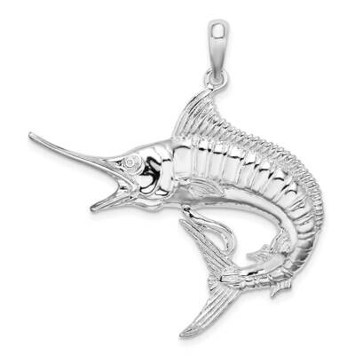 Textured Marlin Fish Pendant Sterling Silver Polished QC10030, MPN: QC10030, 637218156023