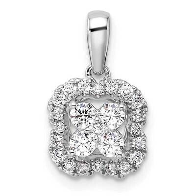 Diamond Square Halo Pendant 14k White Gold PM9662-042-WLG, MPN: PM9662-042-WLG, 883957882079