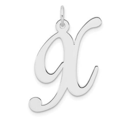 Large Fancy Script Letter X Initial Charm Sterling Silver Rhodium-Plated QC11254X, MPN: QC11254X,