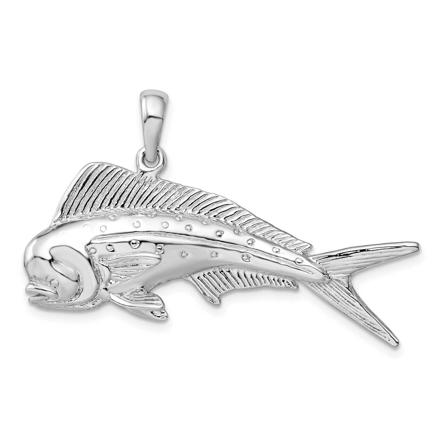 3D Mahi-Mahi Fish Pendant Sterling Silver Polished QC10387, MPN: QC10387, 637218175437