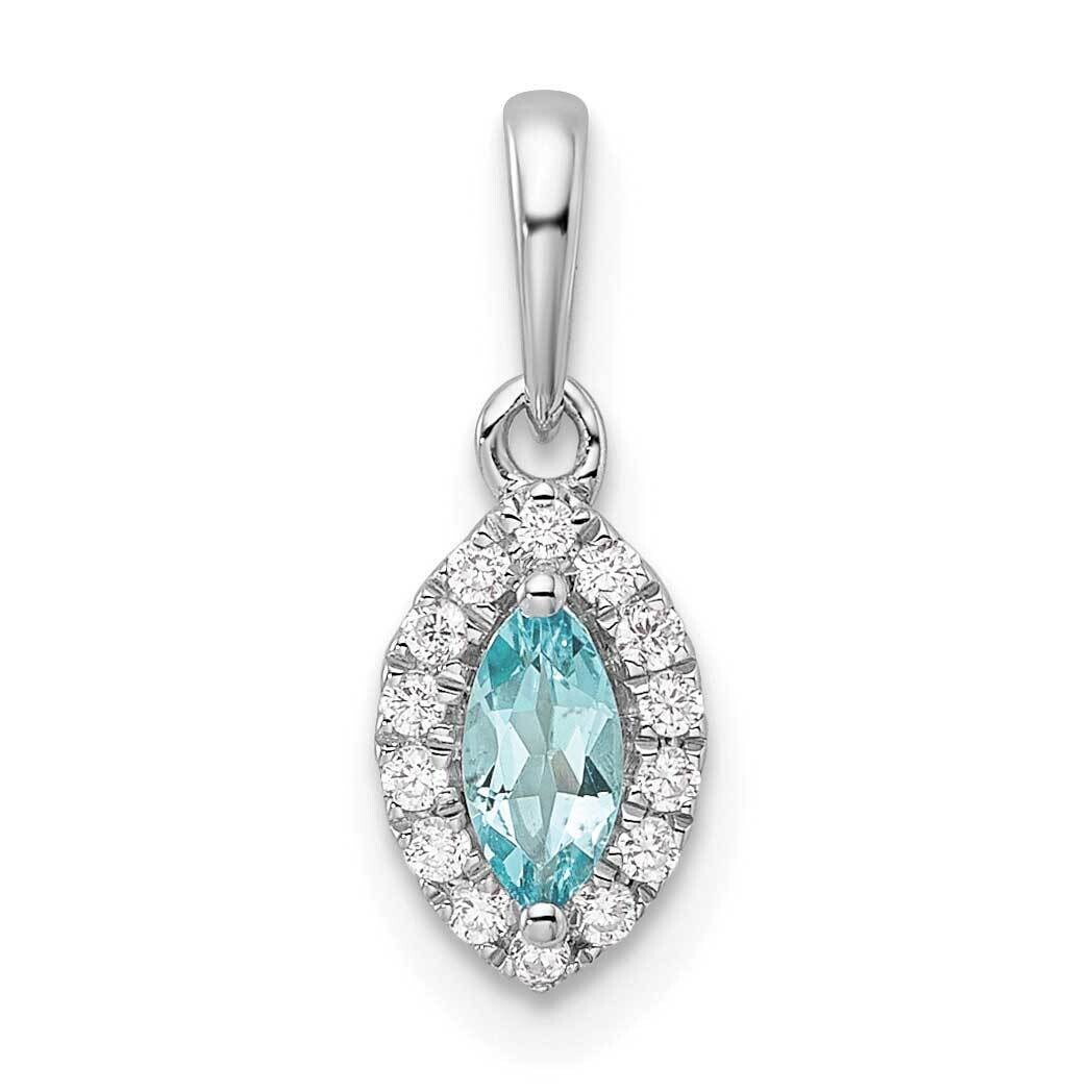 Diamond Aquamarine Pendant 14k White Gold PM9354-AQ-010-WLG, MPN: PM9354-AQ-010-WLG, 883957882536