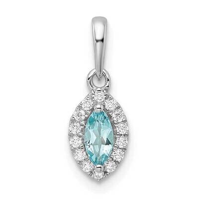 Diamond Aquamarine Pendant 14k White Gold PM9354-AQ-010-WLG, MPN: PM9354-AQ-010-WLG, 883957882536