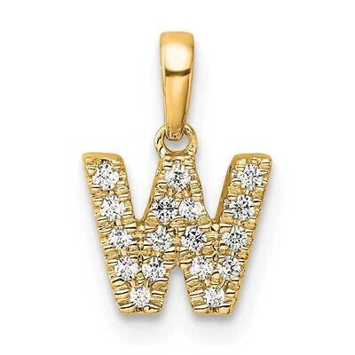 Diamond Letter W Initial Bail Pendant 14k Gold PM9797W-011-YA, MPN: PM9797W-011-YA,