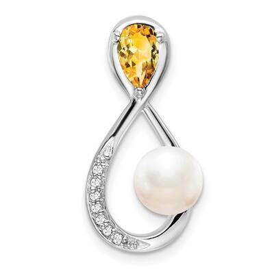 Citrine Fwc Pearl Diamond Infinity Chain Slide 10k White Gold PM7182-CI-003-1WA, MPN: PM7182-CI-003…