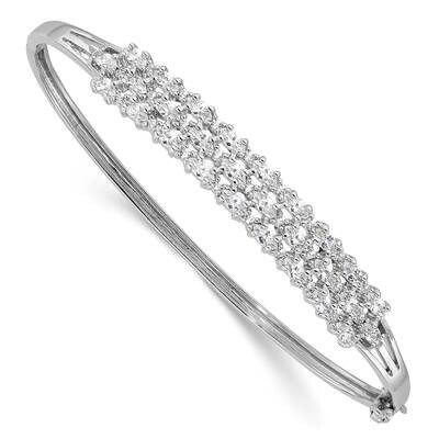 Polished Graduated CZ 3 Row Hinged Bracelet Sterling Silver Rhodium-Plated QB1545, MPN: QB1545,